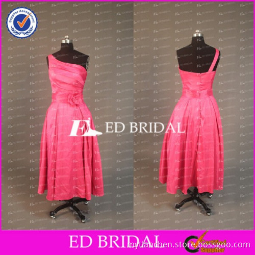 CE741 Fancy Simply One-shoulder Ruffles Ankle-length Red Bridesmaid Dresses